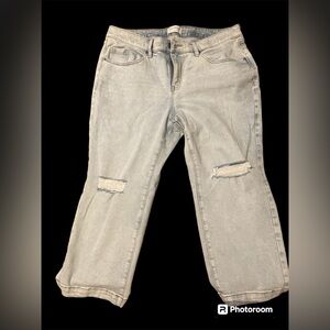 LANE BRYANT bleach wash faded crop jeans . EUC